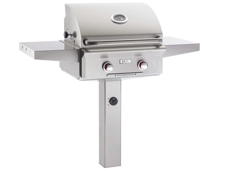 American Outdoor Grill T-Series 24-Inch 2-Burner Gas Grill On In-Ground Post with Backburner & Rotisserie