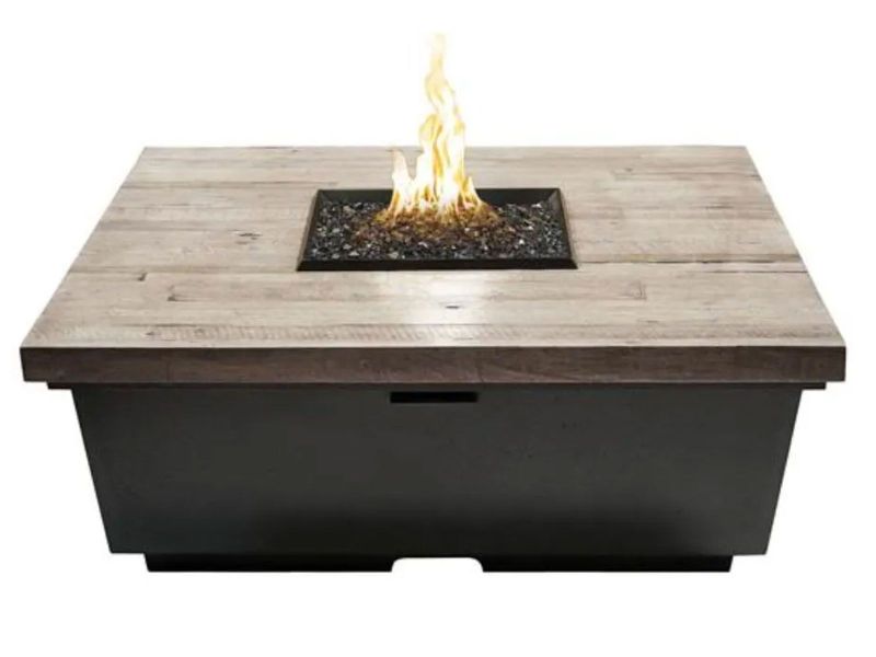 American Fyre Designs 44-Inch Reclaimed Wood Contempo Square Firetable