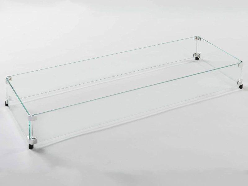 American Fyre Designs Rectangular Glass Wind Guard, 35 x 14.5 Inches