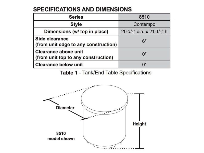 American Fyre Designs Contempo Tank/End Table