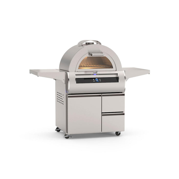 Fire Magic Echelon Diamond Black Glass Freestanding Natural Gas Pizza Oven w/ Integrate Smart Technology