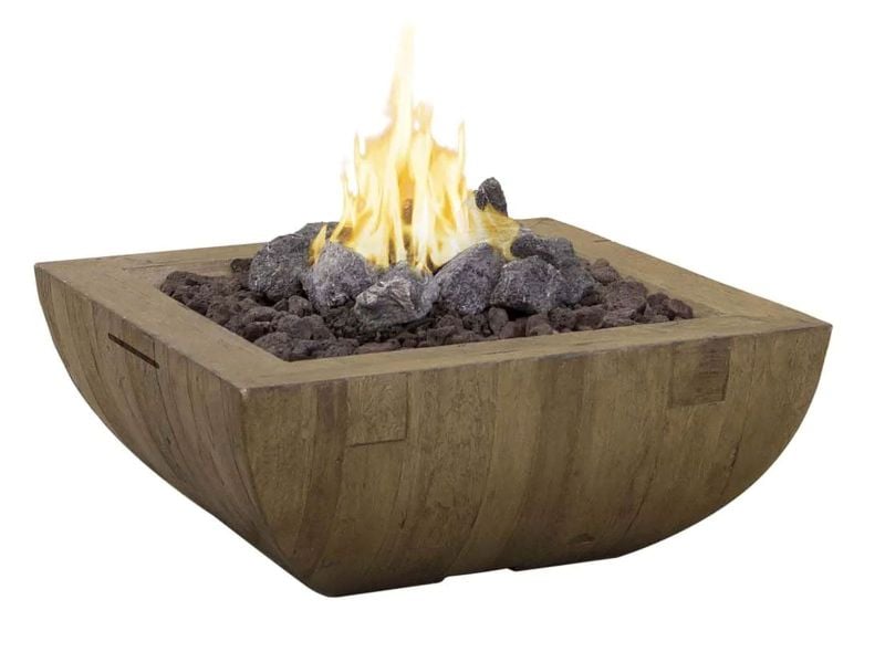 American Fyre Designs 36-Inch Bordeaux French Barrel Oak Wood Square Fire Bowl