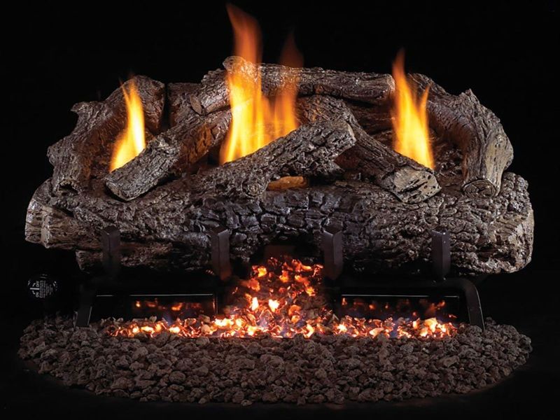 American Fyre Designs Charred Frontier Oak (Vent-Free) Log Set for Fireplace