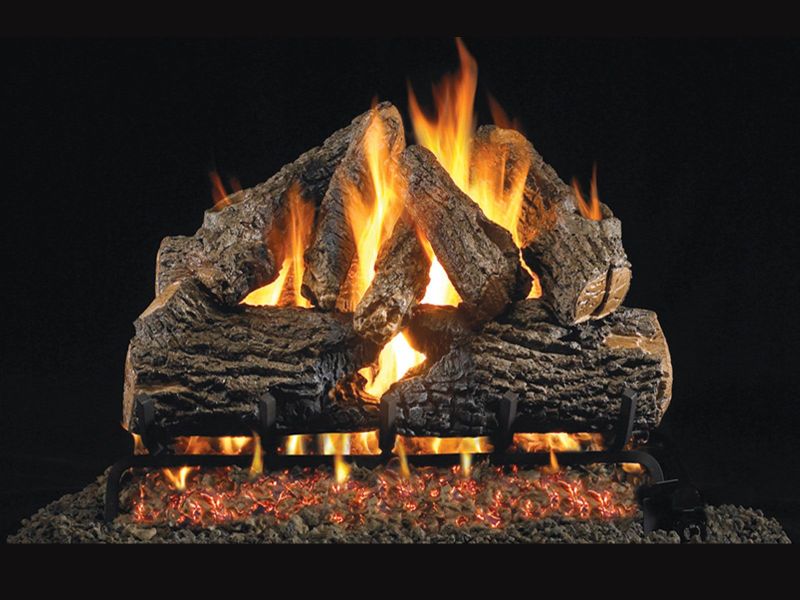 American Fyre Designs Charred Oak (Vented) Log Set for Fireplace