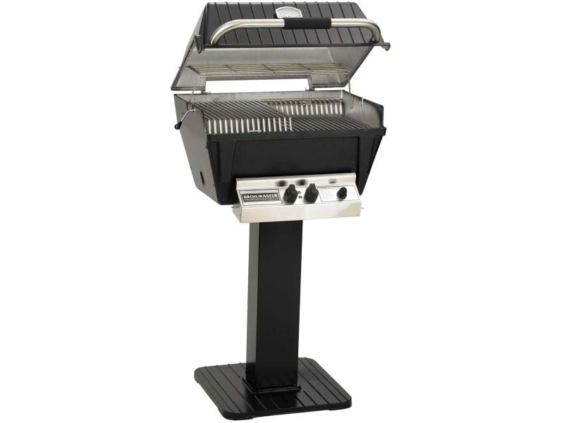 Broilmaster P4-XF Premium Gas Grill On Black Patio Post