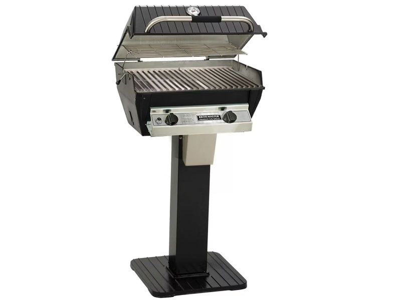 Broilmaster R3 Infrared Gas Grill On Black Patio Post